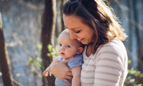 Mom holding Son